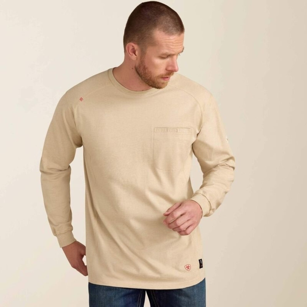 Ariat FR Air Crew T-Shirt Long Sleeve Medium Sand Heather